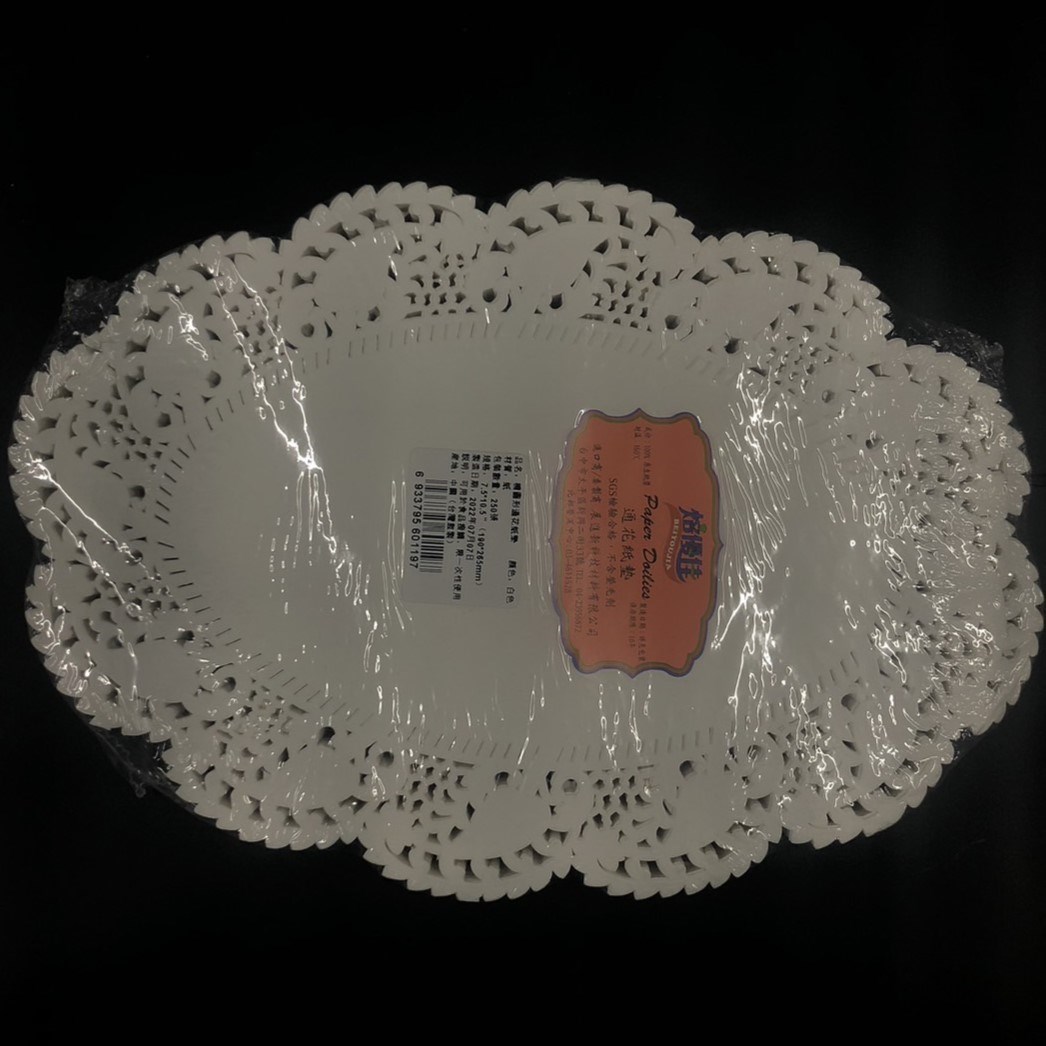 通花紙墊 白色橢圓 (多尺寸)(40張、250張)-【良鎂咖啡精品館】