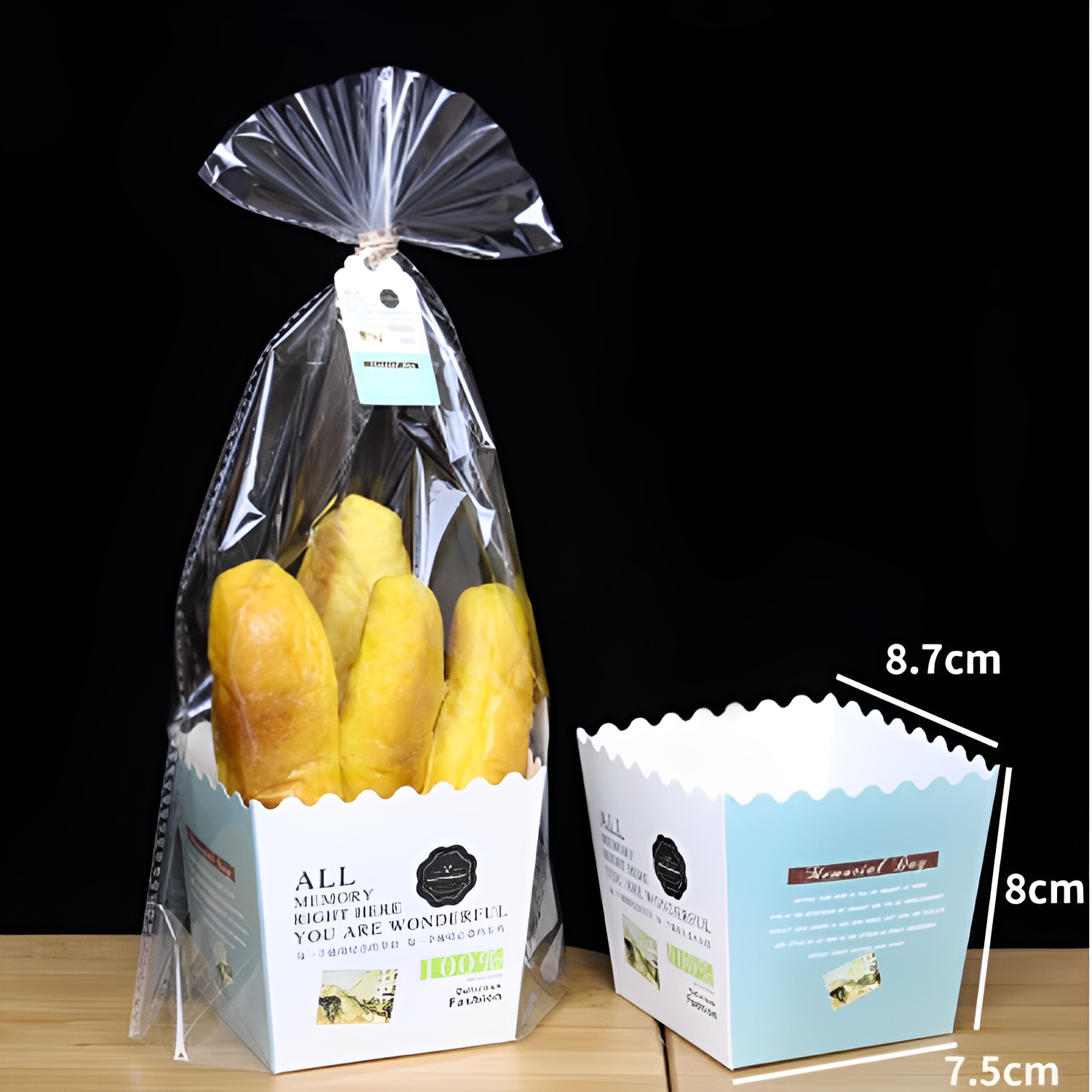 方形紙托盒田園(含袋子+吊牌+扎絲)-100入